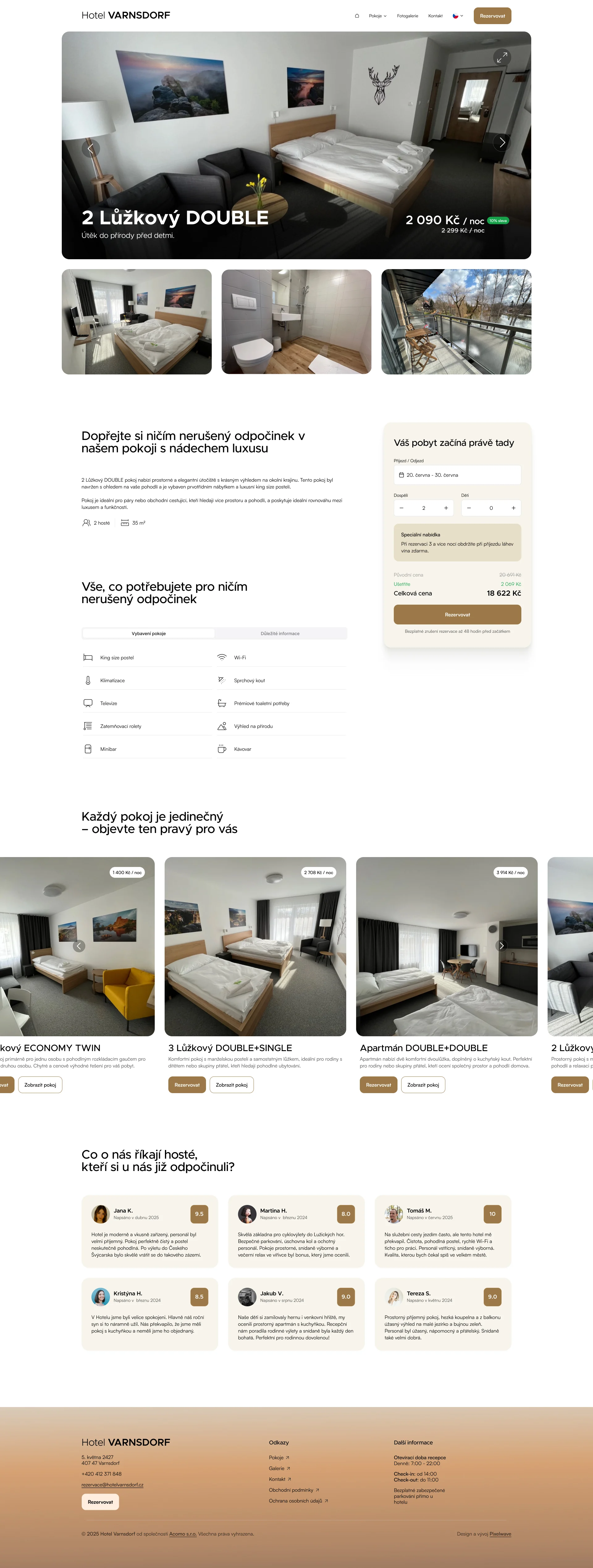 Ukázka redesignu – stránka pokoje